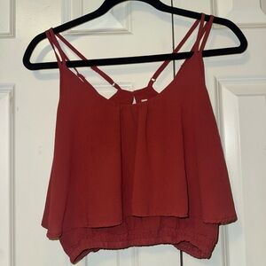 Women’s Double-Strap Rust Red Sleeveless Crop Top